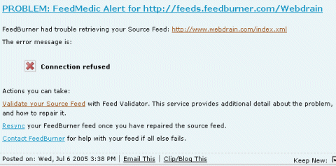 FeedBurner - FeedMedic alert