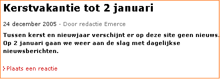 Emerce op kerstvakantie