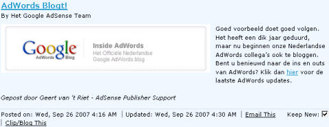 Intro bericht over Nederlandse Inside AdWords Blog